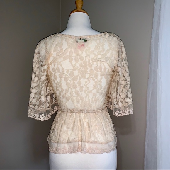 Flying Tomato Cream Lace Top, Small - Picture 6 of 9